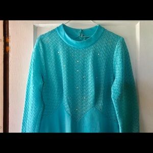 Vintage Long Mothers Dress Turqouise